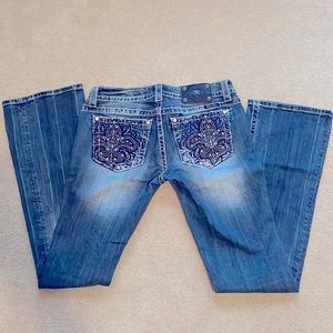 MissMe Distressed Embellished Boot Jeans size 29